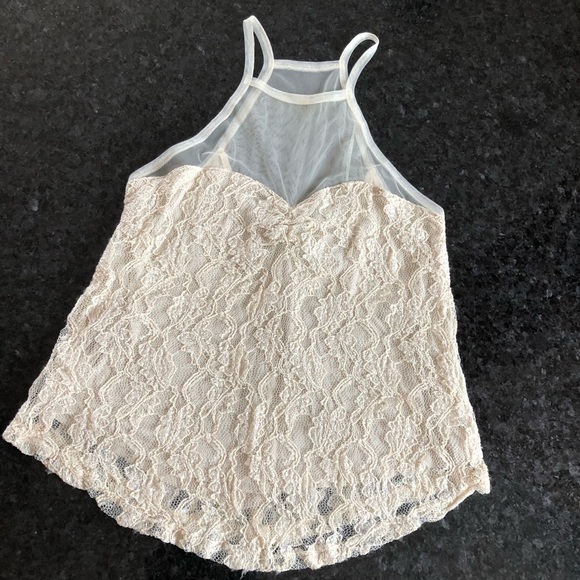 Kimchi Blue cream lace overlay with mesh neck Top size XS - Picture 4 of 8